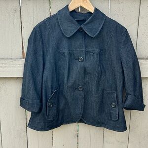 Larry Levine Denim Blazer Black with Cuffed Sleeves Size Large